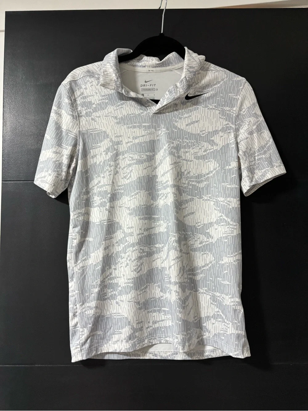 Nike Dri-FIT Polo - White & Light Gray Pattern